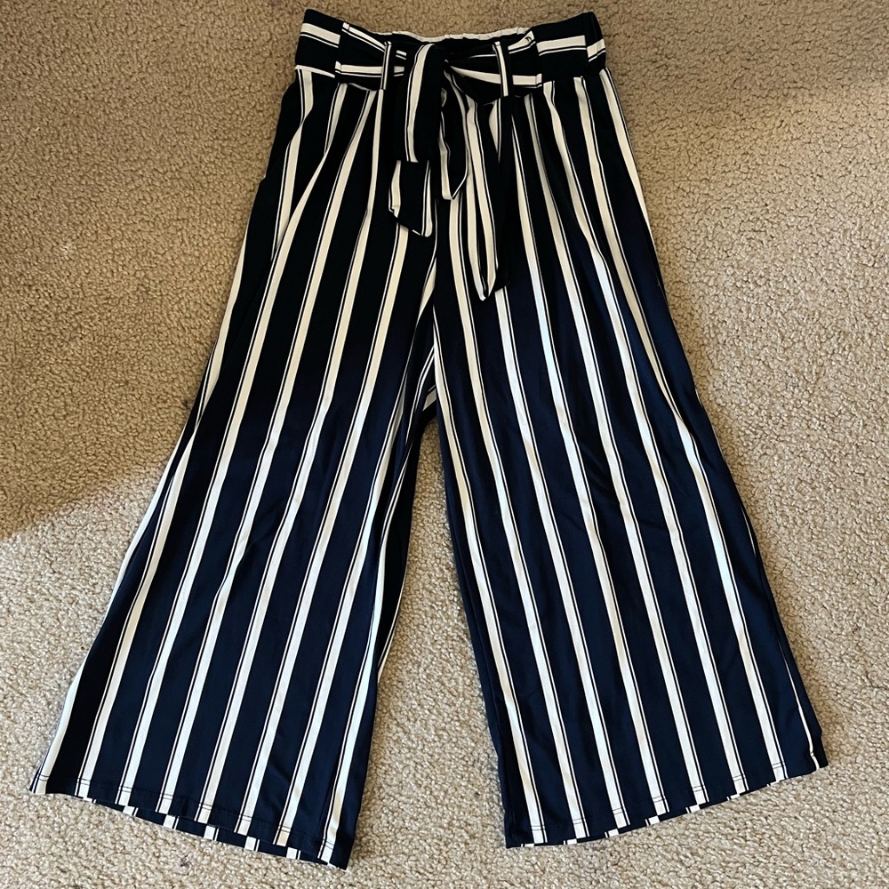 Blue and white striped pants